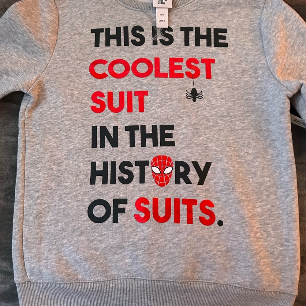 Marvel Gray and Red Sweatshirt Bold Graphic Design